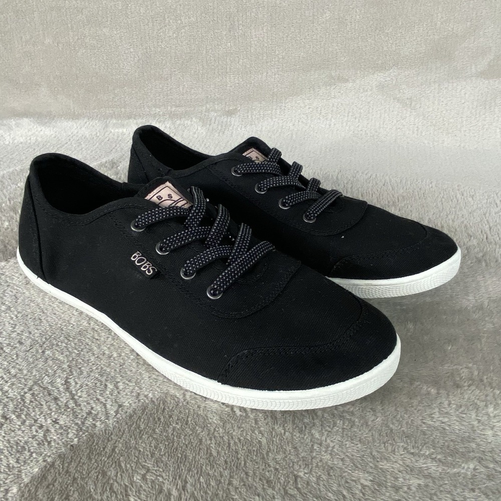 Skechers BOBS B Cute Bitter Sweet Sneakers Womens Size 9 Black Canvas Walk NEW